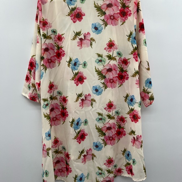 Pink Milly floral 3/4 sleeve open front cover up ladies size M. - Picture 7 of 7